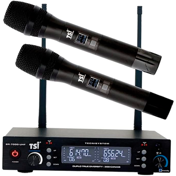 Microfone Duplo TSI BR 7000 CLI para Performances ao Vivo