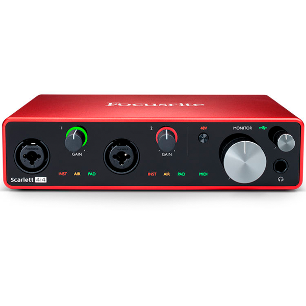 Interface Focusrite 4i4 3ª Geração para Produção Musical Completa