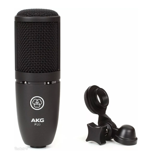 Microfone Condensador AKG P120 Preto para Estúdio de Gravação