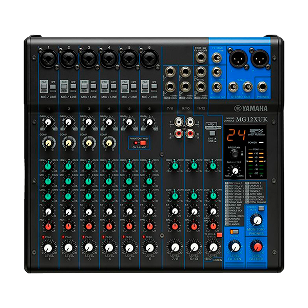 Mesa Yamaha MG12XUK para Produção de Som ao Vivo