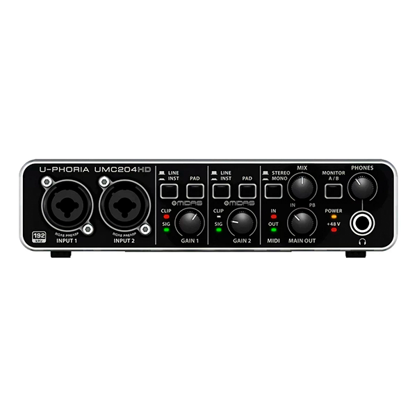 Interface Behringer UMC 204HD para Gravação Profissional