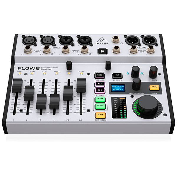 Interface Behringer Flow8 com Controle de Áudio Digital