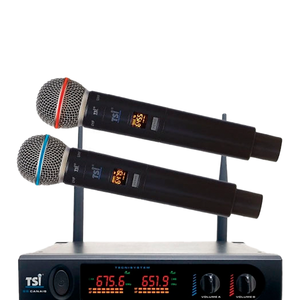 Microfone TSI 1200 UHF Duplo para Performances ao Vivo